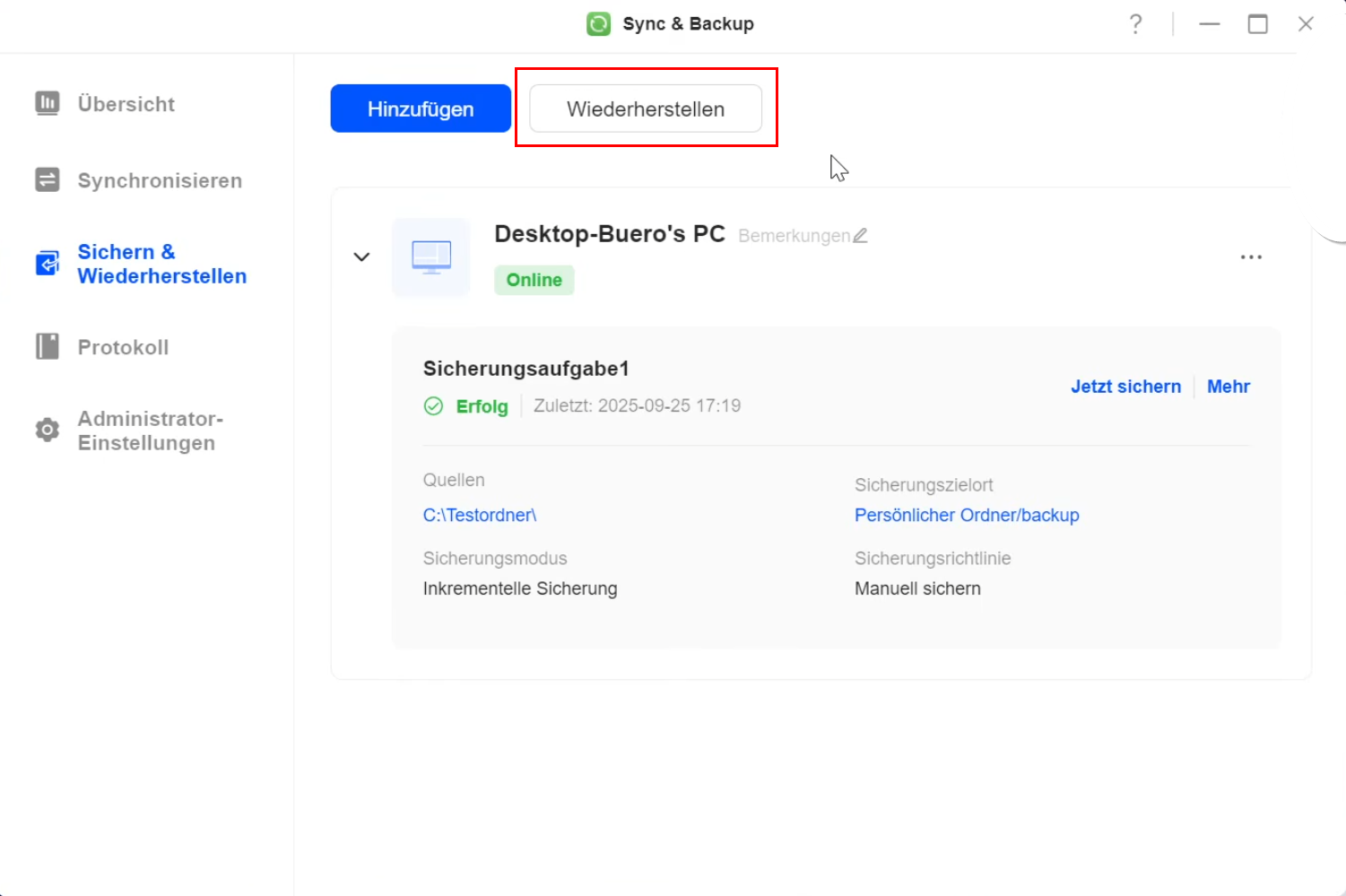 UGREEN NAS Sync & Backup Wiederherstellen