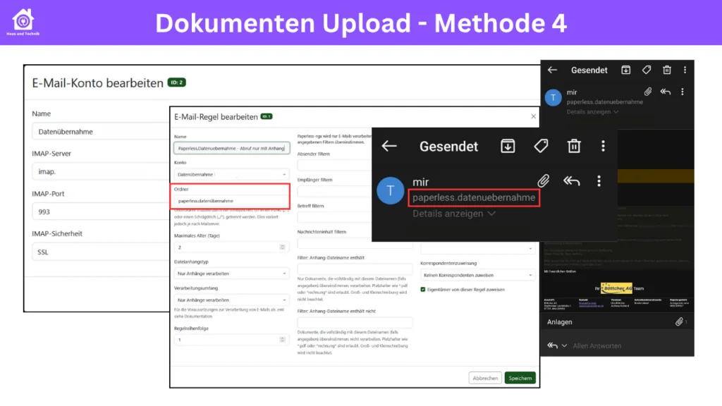 Paperless-ngx Dokumenten Upload per E-mail Import