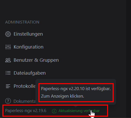Paperless-ngx Udate / Versionshinweise