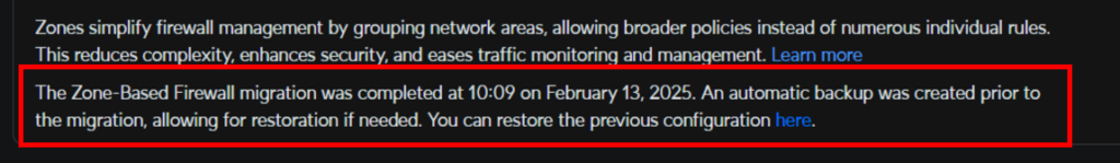 Automatisches Backup bei der Migration auf die UniFi Zone Based Firewalls