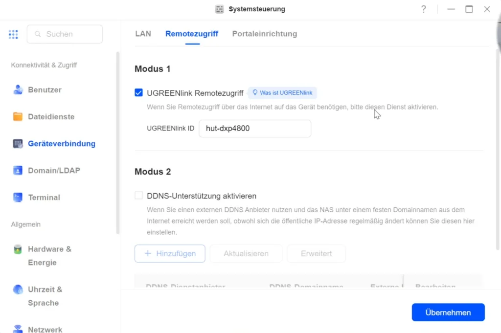 Ugreen Link ID im UGOS-Betriebssystem einrichten