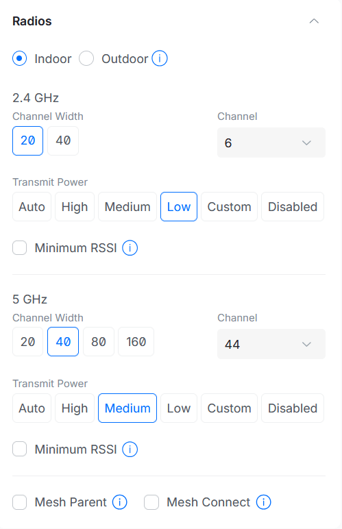 UniFi U6 Pro Radio settings