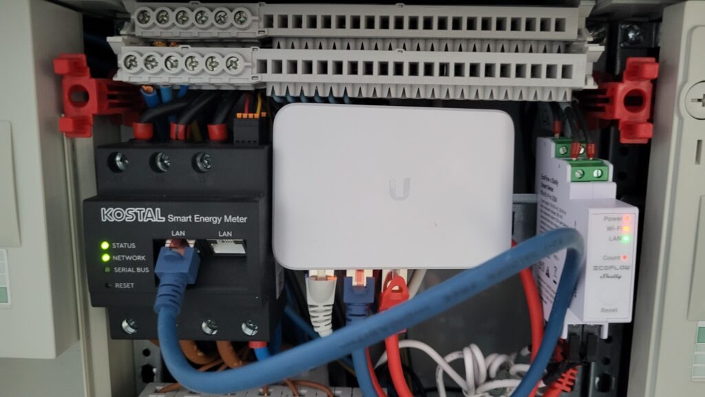 Einbausituation EcoFlow / Shelly Smart Meter mit KOstal KSEM und UniFi Flex-Mini switch
