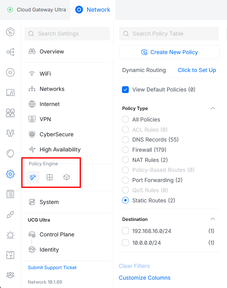 UniFi Network - Policy Engine - Static Route