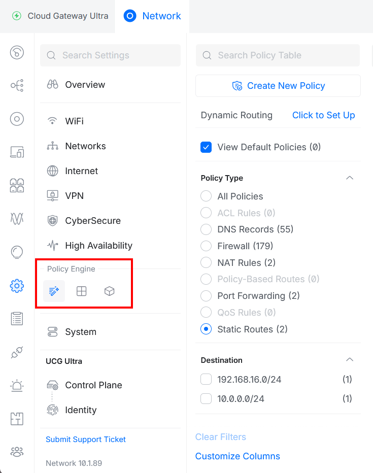 UniFi Network - Policy Engine - Static Route